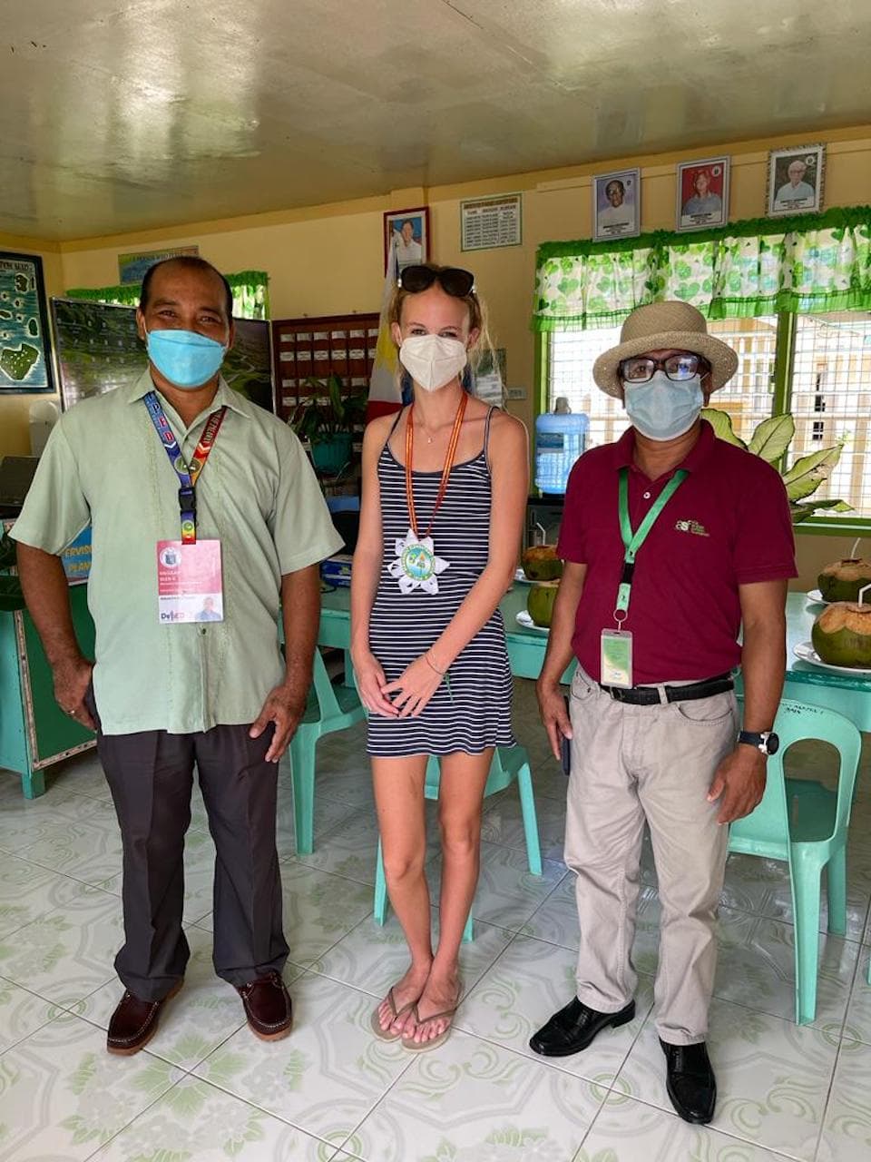 Natalia with a group of teachers in a classroom